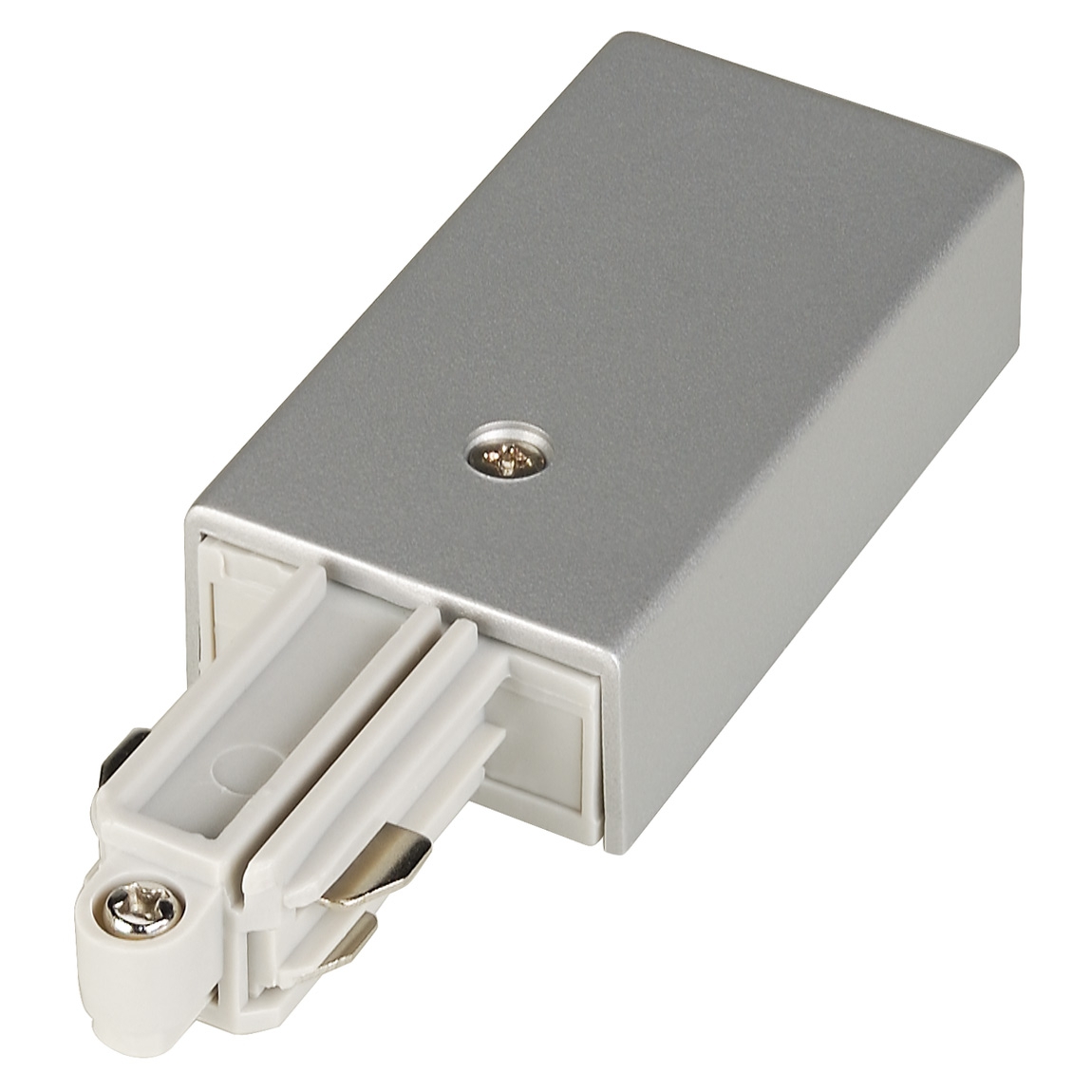 SLV 143042 1PHASE-TRACK, разъём питания торцевой, 16А макс., GND справа, серебристый