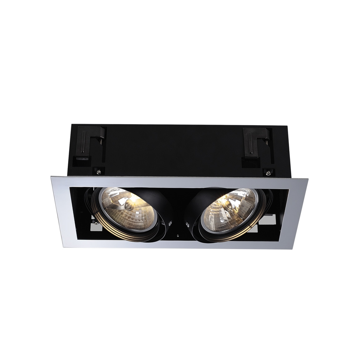 SLV 154632 AIXLIGHT® FLAT DOUBLE QRB111 (H-15см!) свет-к встр. для 2-x ламп QRB111 по 50Вт макс, хром/ черный