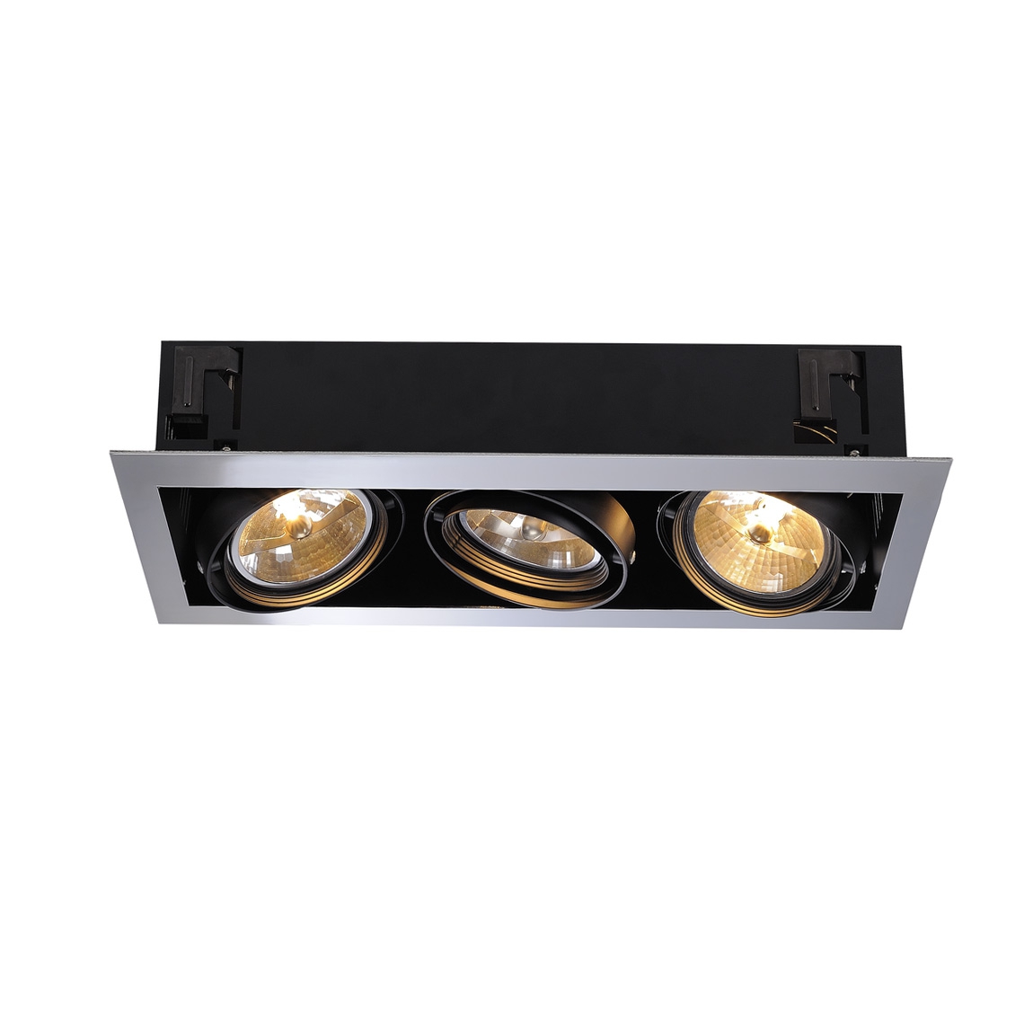SLV 154652 AIXLIGHT® FLAT TRIPLE QRB111 (H-15см!) свет-к встр. для 3-x ламп QRB111 по 50Вт макс, хром/ черный