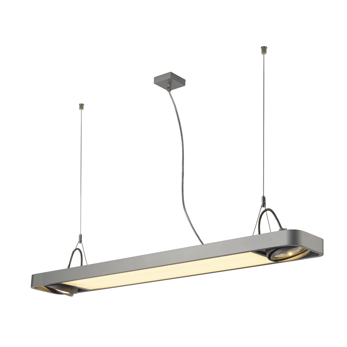 SLV 159134 AIXLIGHT® R2 OFFICE 120 светильник подвесной c LED 26Вт 4000К 3000лм и для ламп ES111 2х75Вт, сереб.