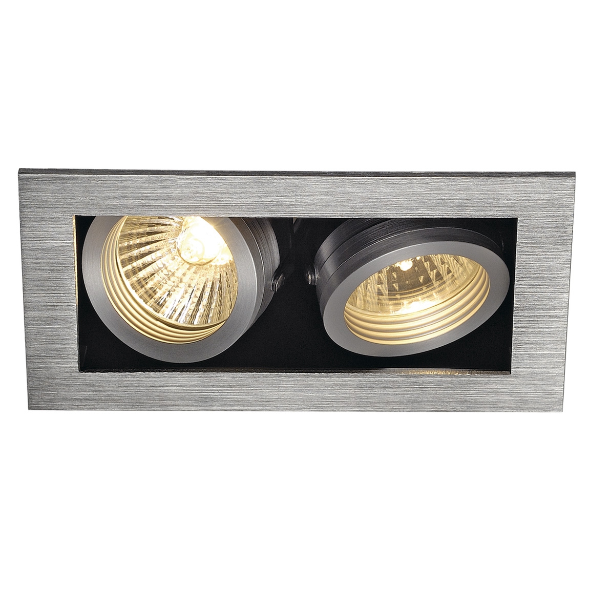 SLV 115526 KADUX 2 GU10 светильник встраиваемый для 2-х ламп GU10 по 50Вт макс., матированный алюминий/ черный