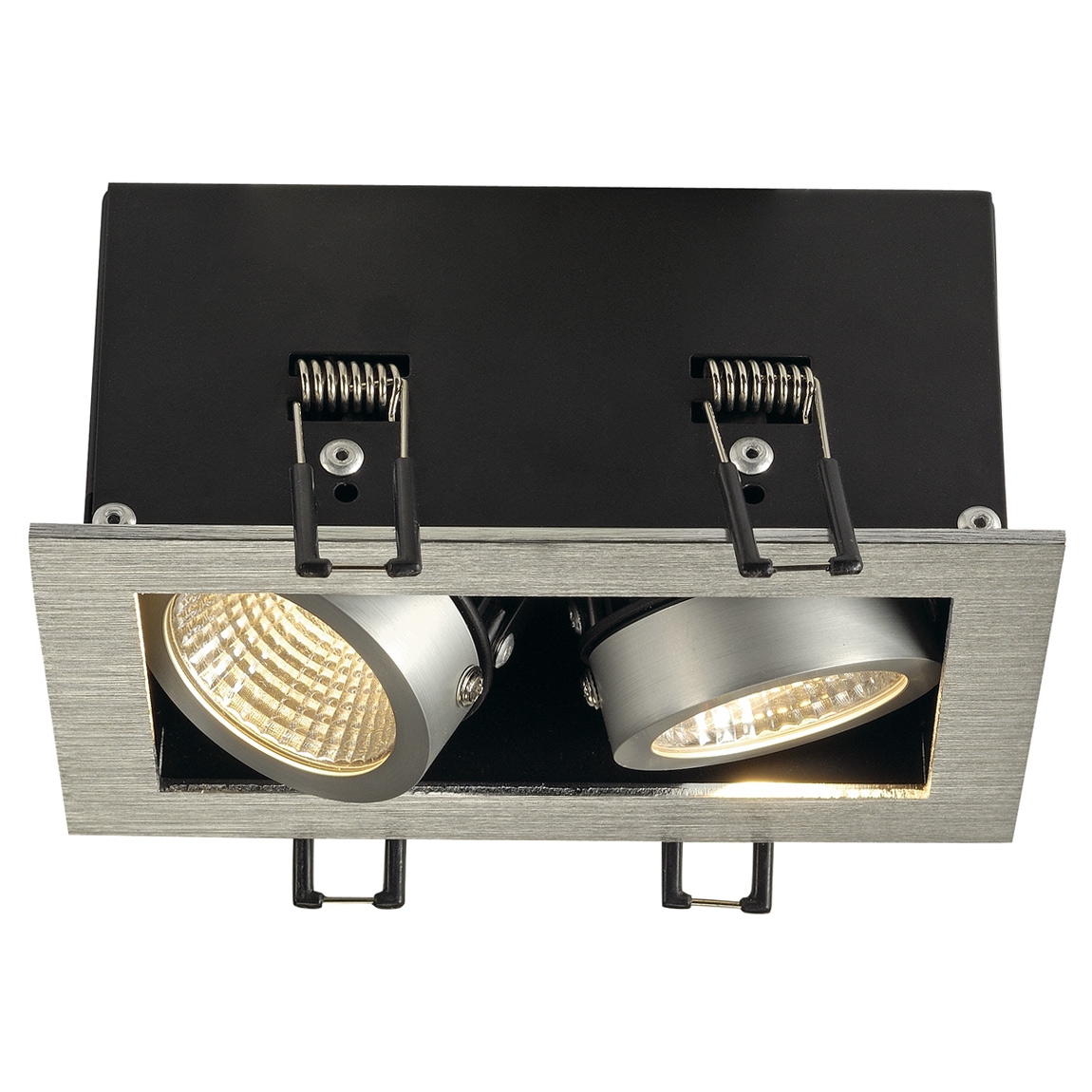 SLV 115716 KADUX 2 LED светильник встраиваемый 15Вт с БП и LED 3000К, 1290лм, 2х 38°, матир. алюминий/ черный
