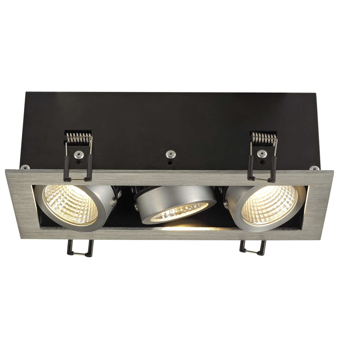 SLV 115726 KADUX 3 LED светильник встраиваемый 21Вт с БП и LED 3000К, 1920лм, 3х 38°, матир. алюминий/ черный