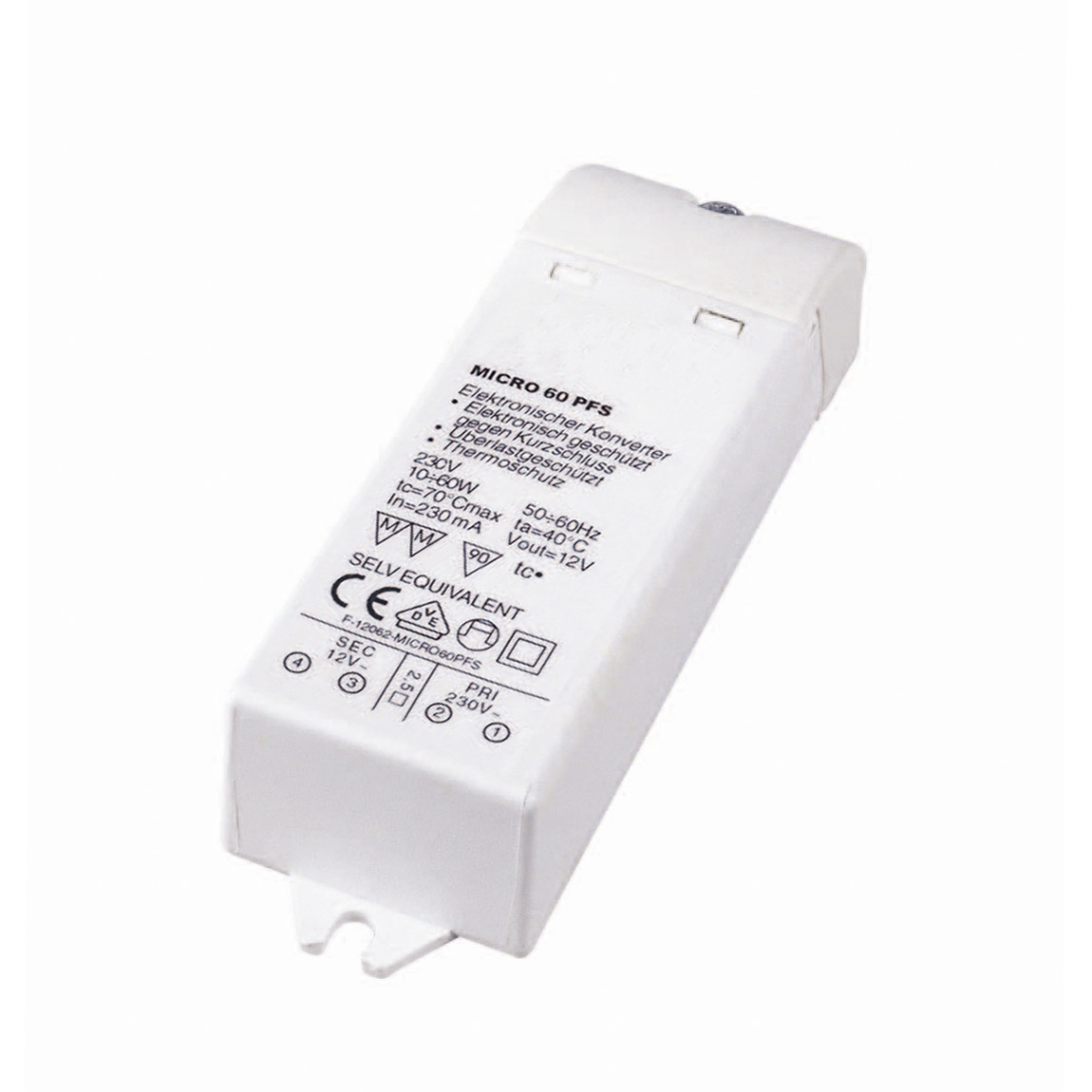 SLV 461060 MINITRAFO 1 преобразователь напряжения электронный 10-60ВA, 230В/12В, диммируемый, белый