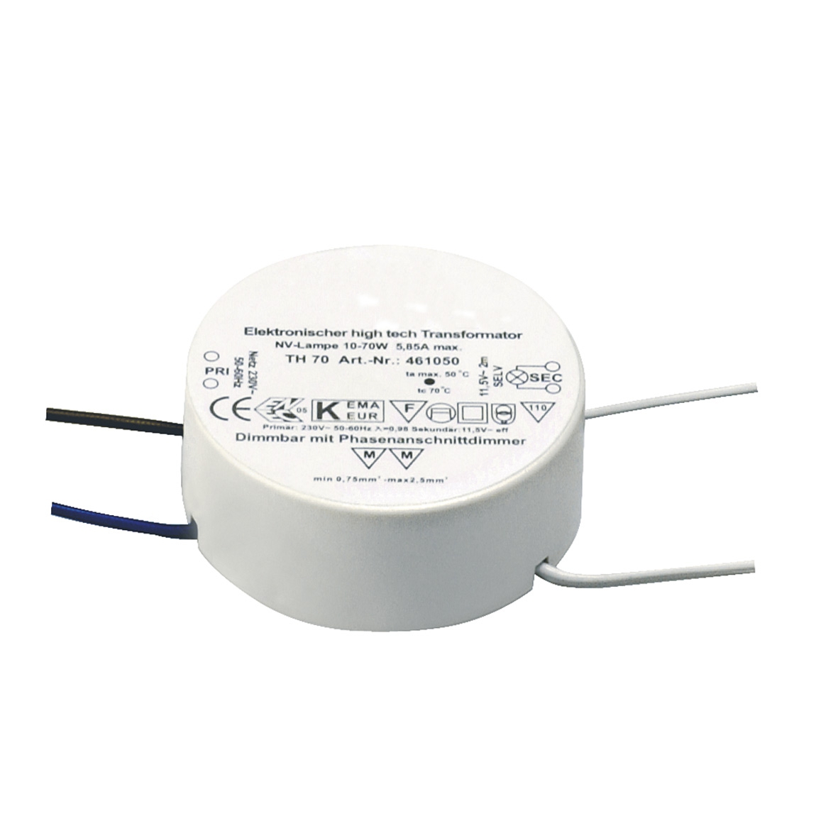 SLV 461050 PROFITRAFO HOLE преобразователь напряжения электронный 10-70ВA, 230В/12В, диммируемый, белый