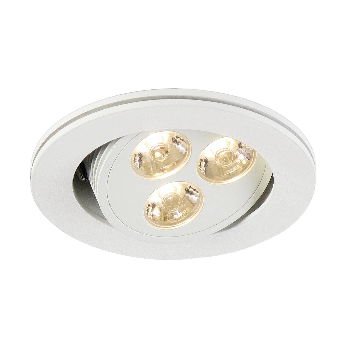 SLV 113662 TRITON 3 LED светильник встраиваемый с 3-мя PowerLED по 1Вт, 3000K, 250lm, 25°, 350mA, белый